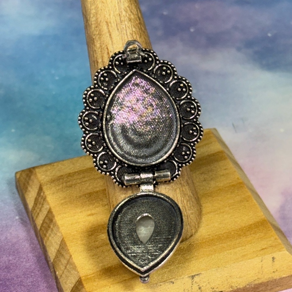 Moonstone Silver Poison Ring - image 7